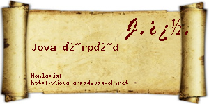 Jova Árpád névjegykártya